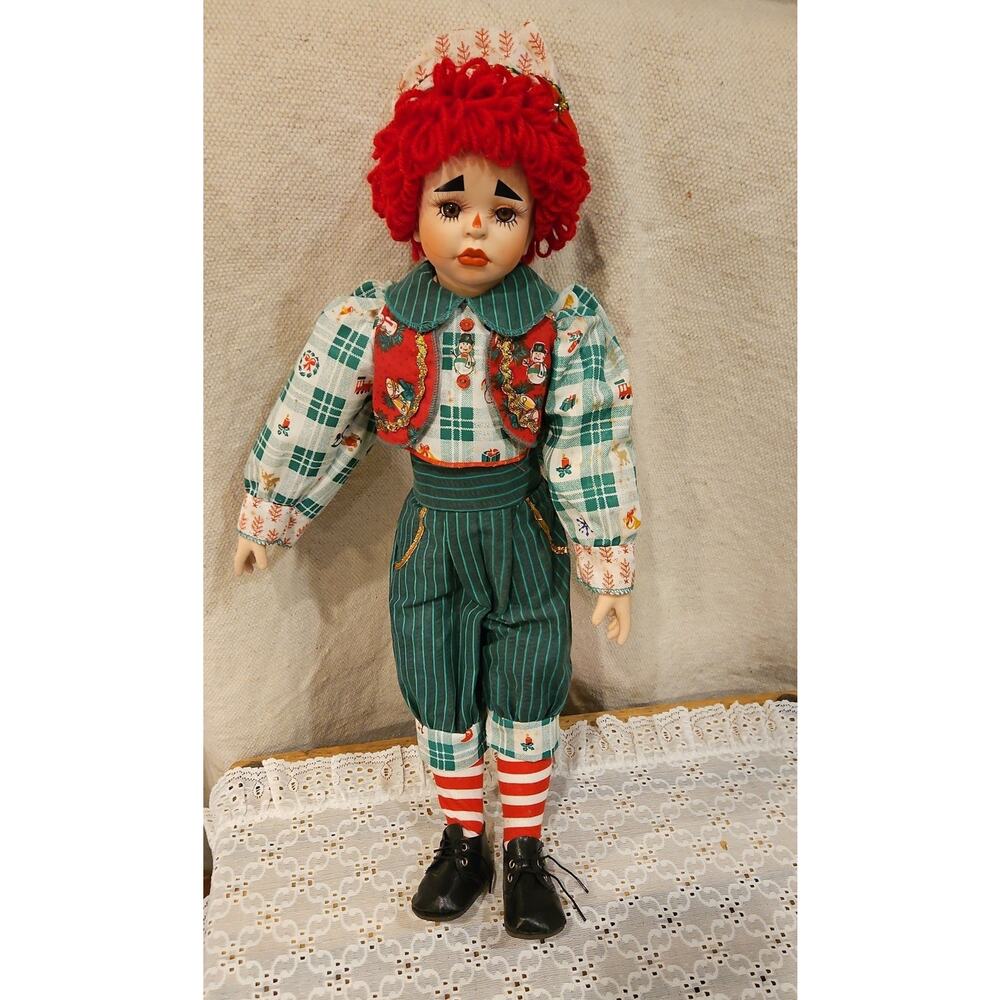 Vintage 22" Raggedy Andy Christmas Porcelain doll by Kelly J. RuBert #862ĺ